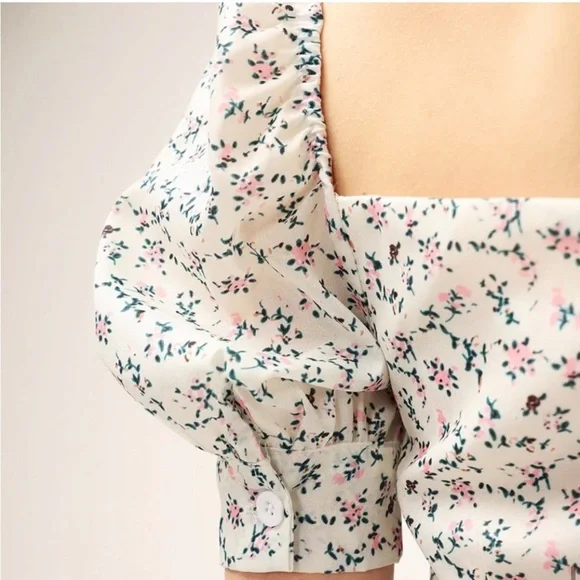 limjia shop coquette floral ruched puff sleeve cinched mini dress Size Large - Picture 6 of 16